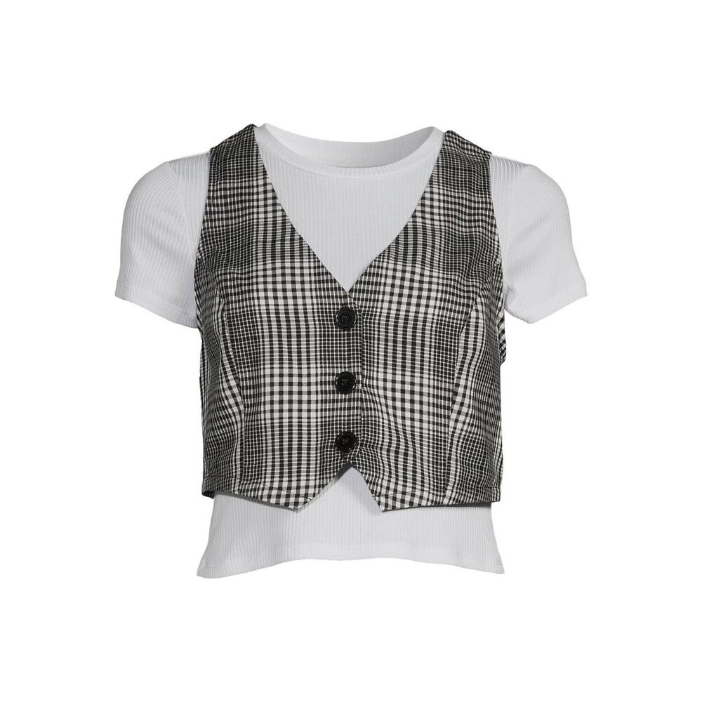 No Boundaries Juniors Vest and Tee, 2-Piece Set (NWT) Sz: L